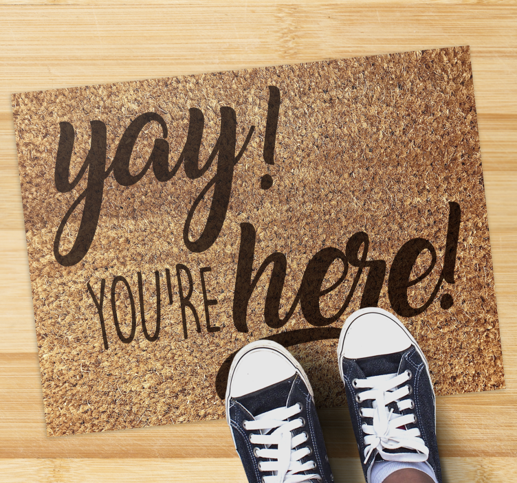 Warm welcome phrase entrance hall vinyl rug - TenStickers