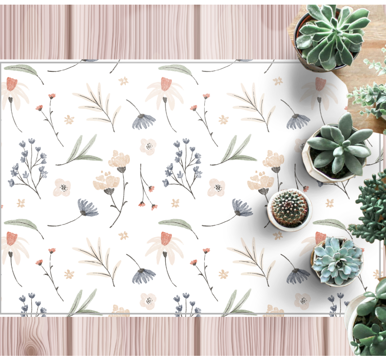 Watercolor floral pattern floral rug - TenStickers