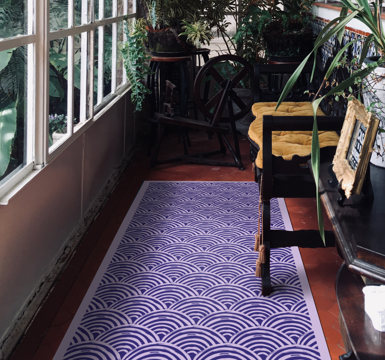 Wavy Line Pattern geometric vinyl rug - TenStickers