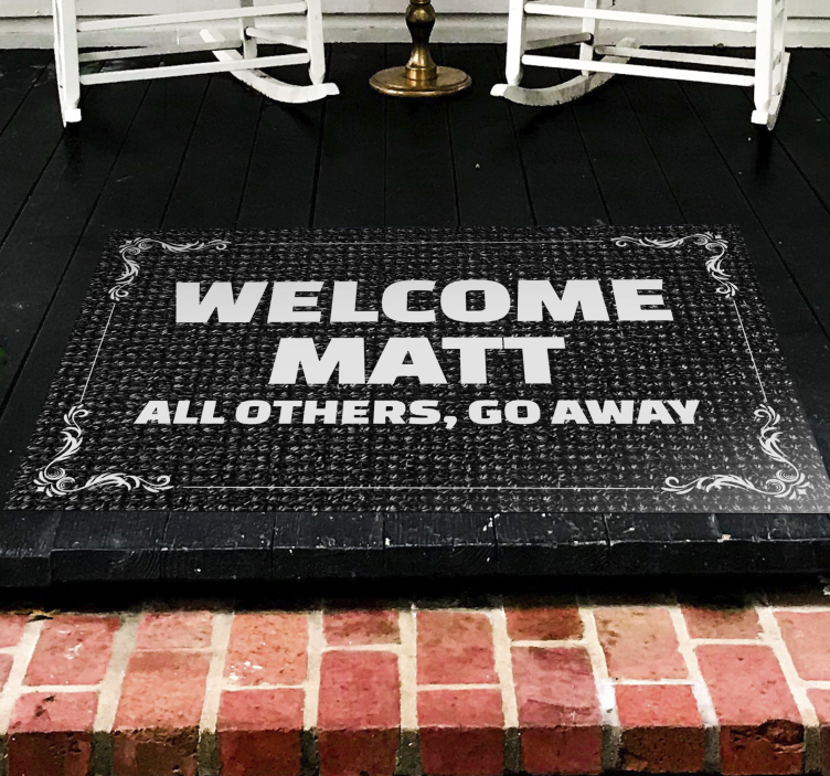 Funny welcome message entrance hall vinyl rug - TenStickers