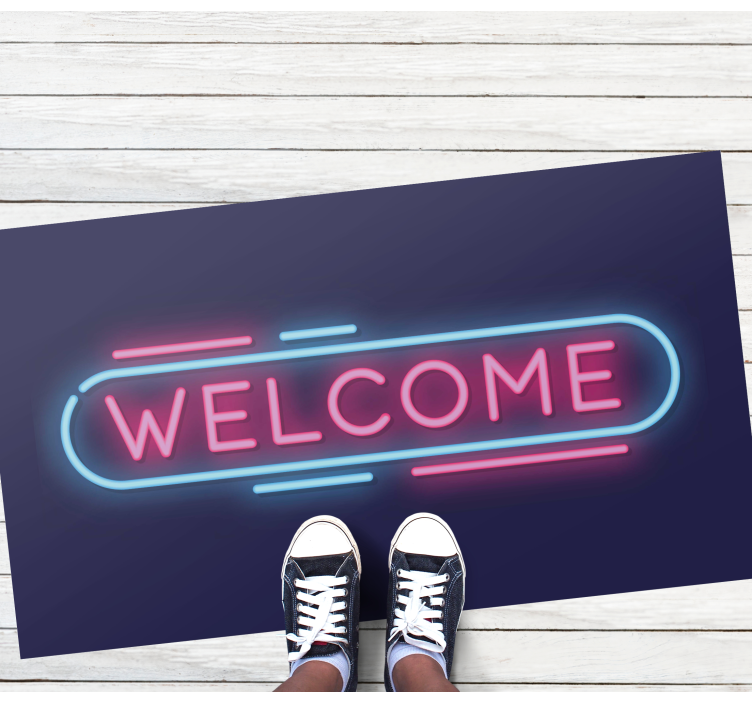 Welcome neon design entrance hall tiles - TenStickers