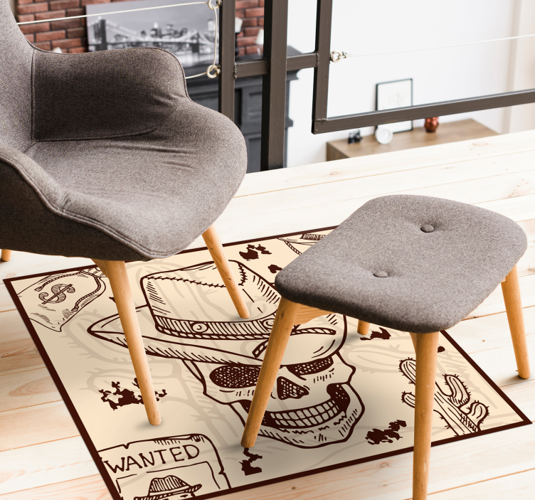 Western Themed Illustration teen vinyl rug - TenStickers