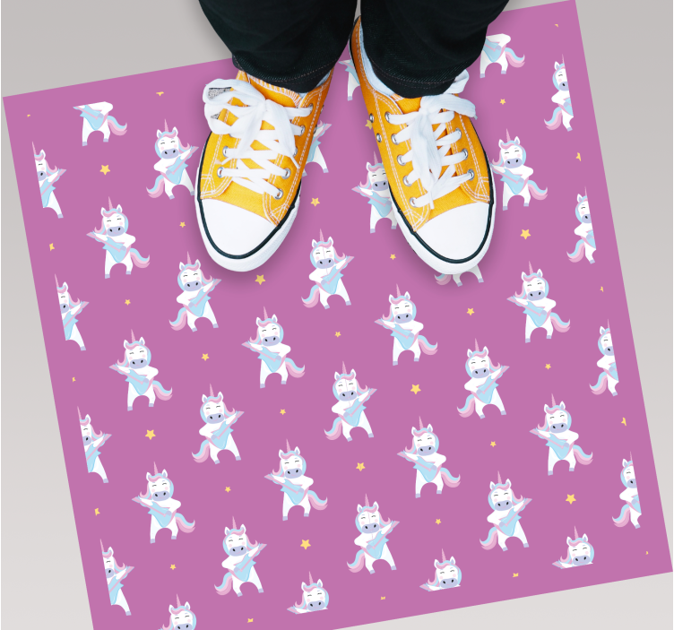 Whimsical Unicorn Motif kids vinyl rug - TenStickers