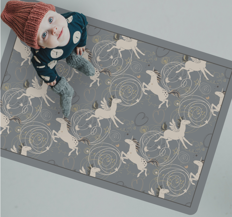 Whimsical Unicorns Design kids vinyl rug - TenStickers