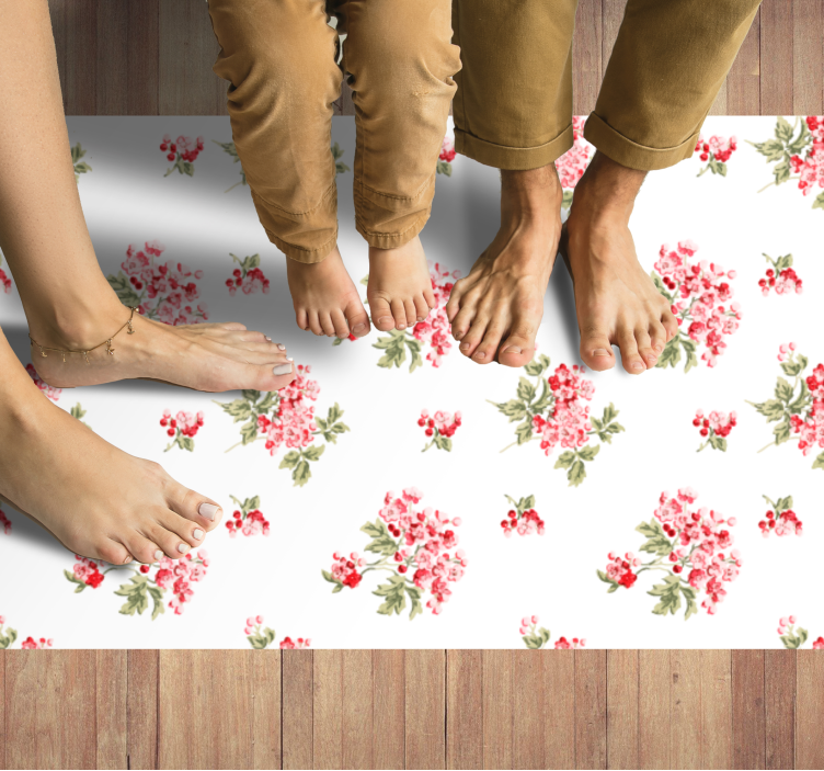 White minimalist design floral vinyl rug - TenStickers