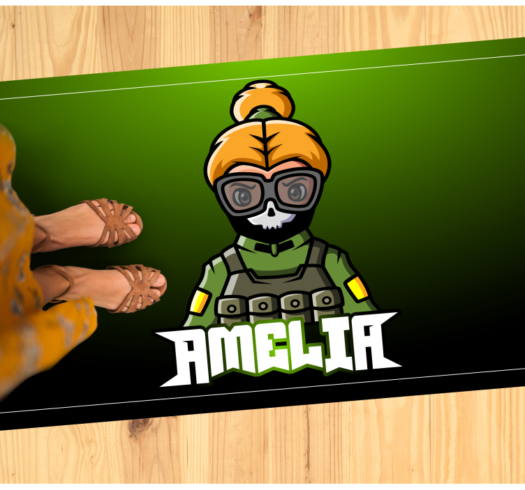 Woman soldier with name teen vinyl rug - TenStickers