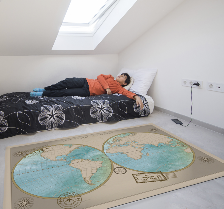 World Map Decor world map vinyl rug - TenStickers