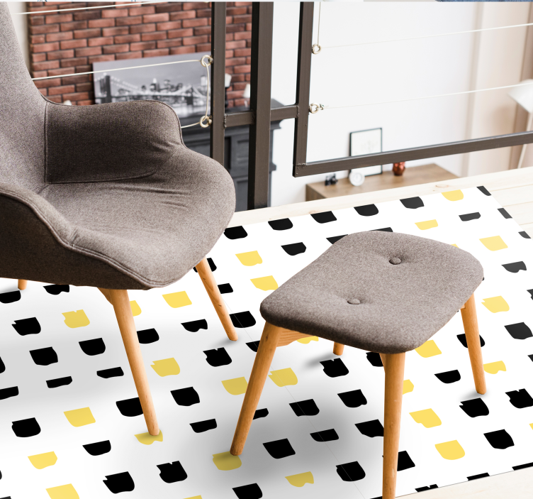 yellow and black dot pattern rectangular rug - TenStickers