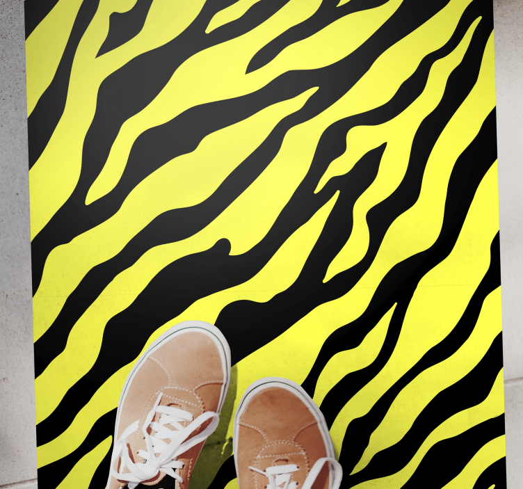 Yellow zebra motif animal print vinyl rug - TenStickers