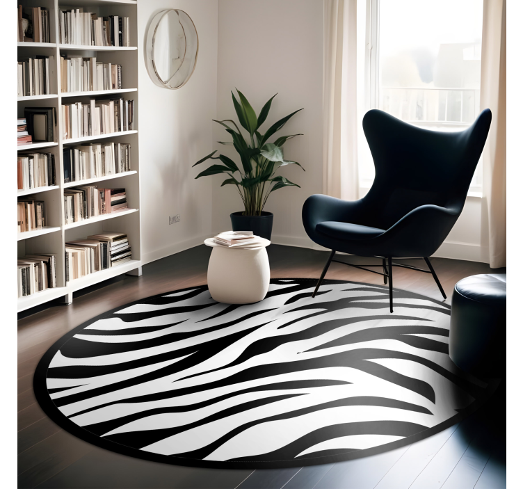 Zebra Stripe Circular Design animal print rug - TenStickers
