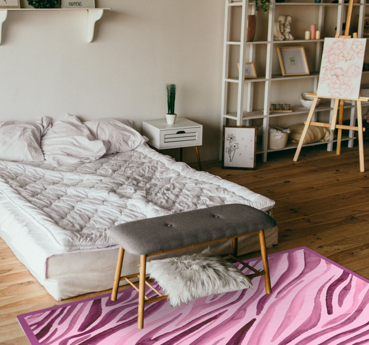 Pink zebra stripes animal print vinyl rug - TenStickers