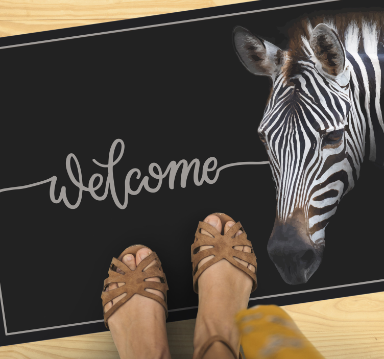Zebra Welcome Graphic custom rug - TenStickers