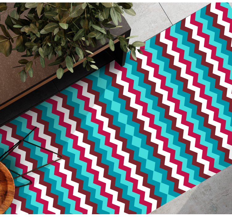 Zigzag Wave Pattern geometric vinyl rug - TenStickers