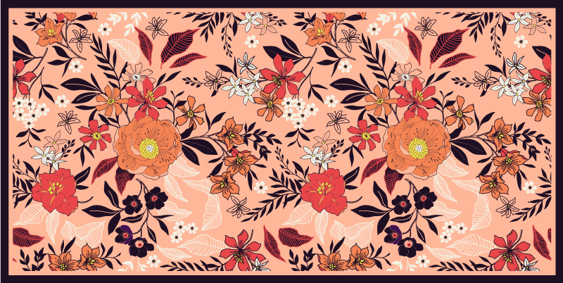 Botanical Garden Tapestry floral vinyl rug - TenStickers