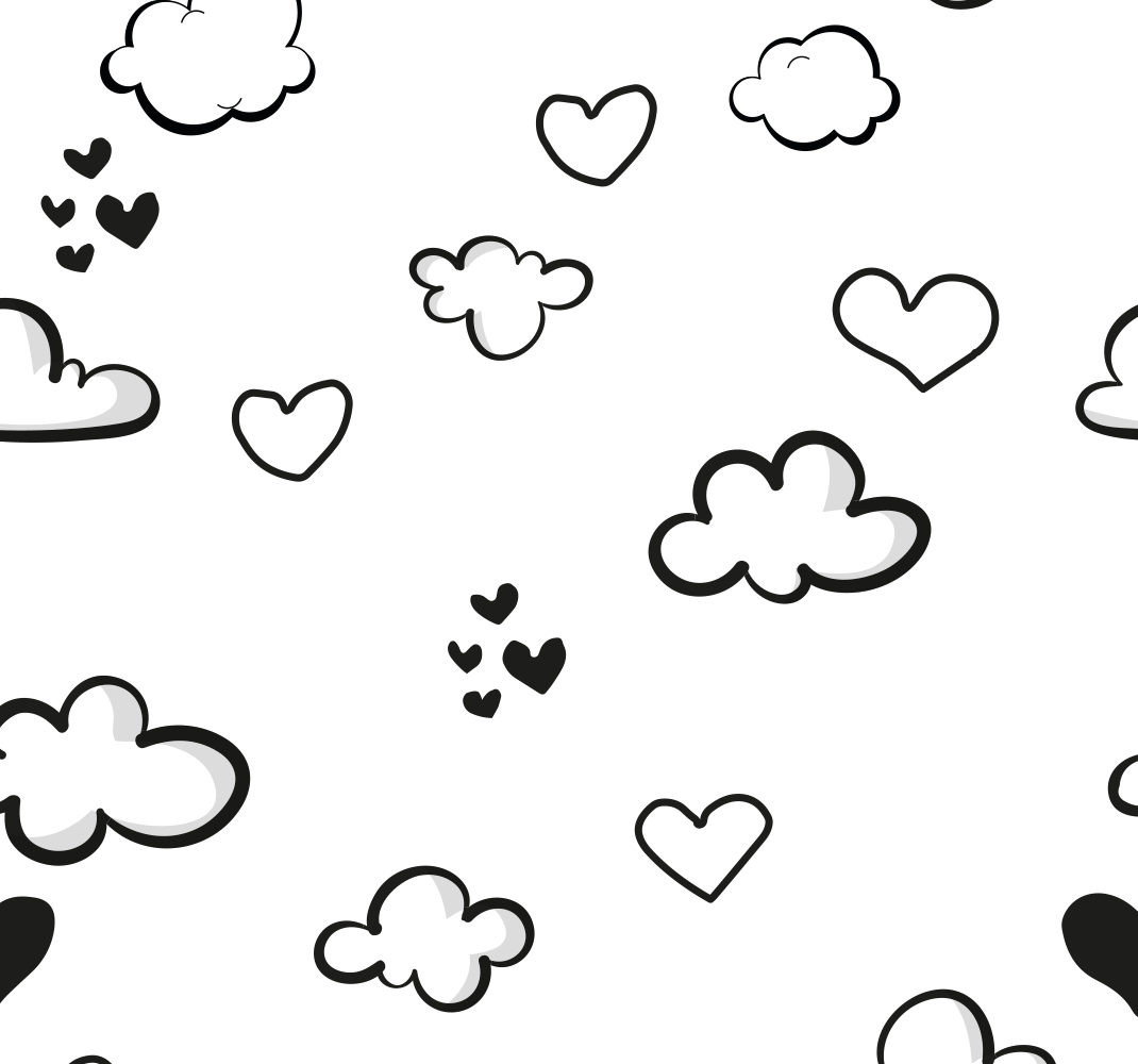 Clouds and hearts white  vinyl rug - TenStickers