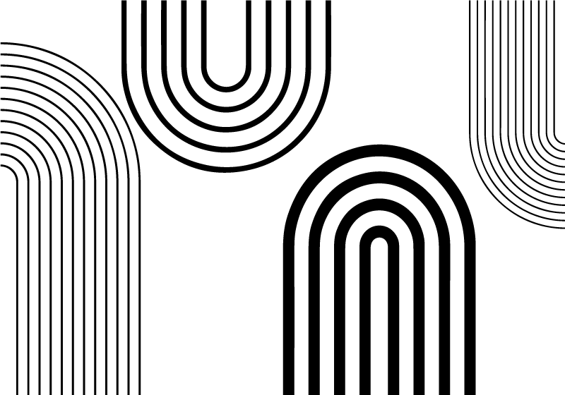 Thin minimalist black arcs white  vinyl rug - TenStickers