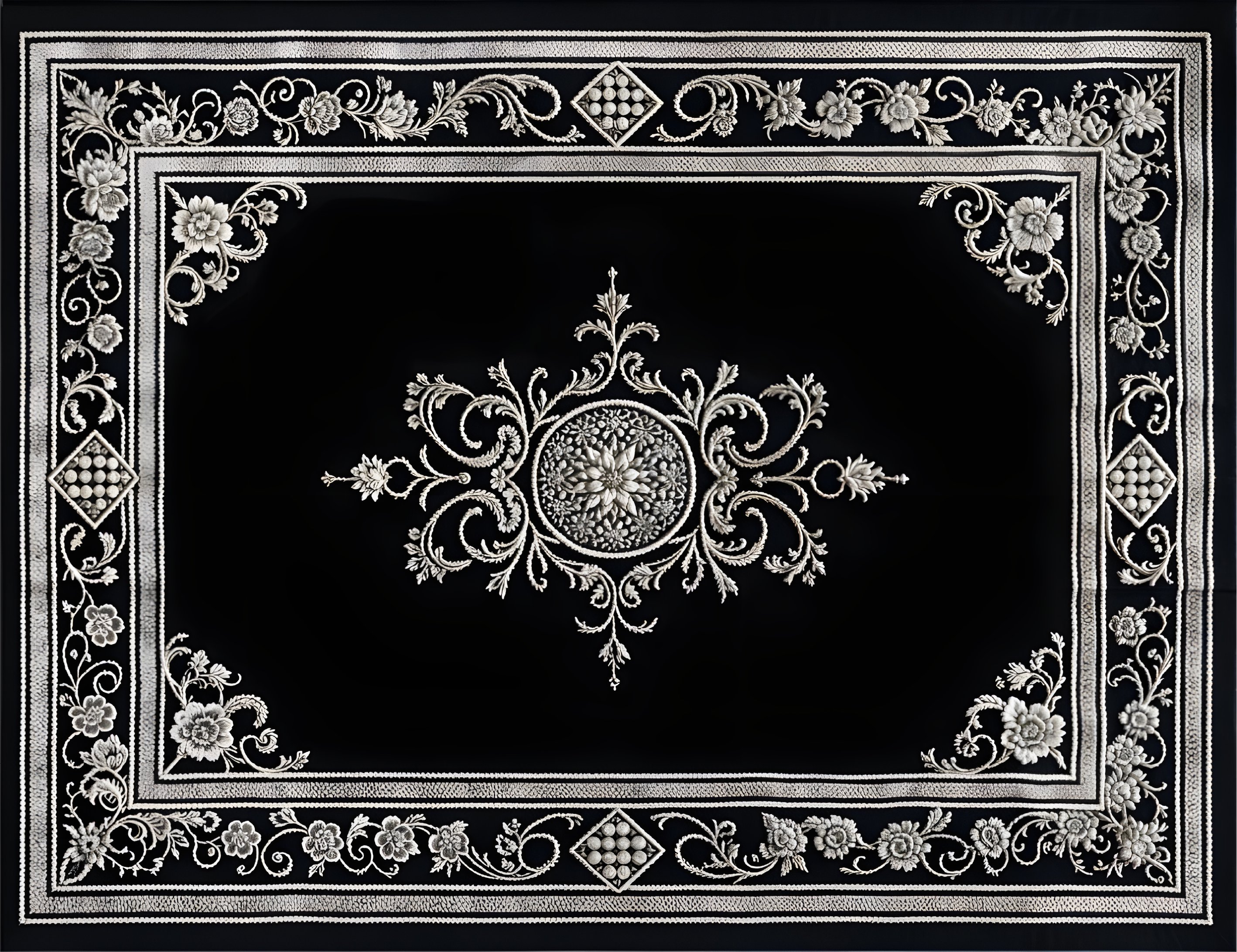 Black vinyl rug with classic oriental design - TenStickers