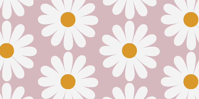 Daisy with a pink background bathroom vinyl rug - TenStickers