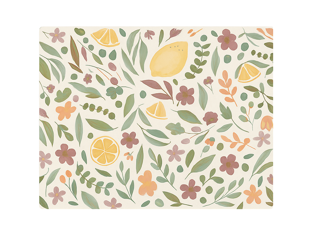 Lemon floral design outdoor vinyl rug - TenStickers