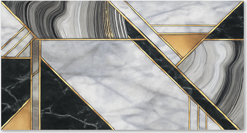 Gold-trim motif marble vinyl rug - TenStickers