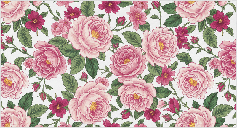 Living room vinyl rug with beautiful pink flowers - TenStickers