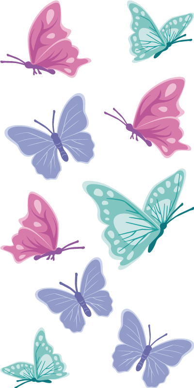 Pastel colour butterflies animal vinyl rug - TenStickers
