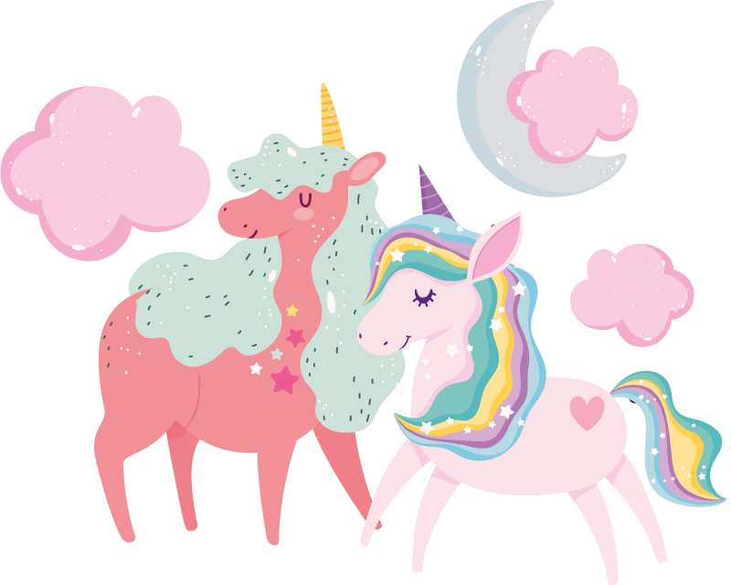 Animal vinyl rug small unicorn with mare - TenStickers