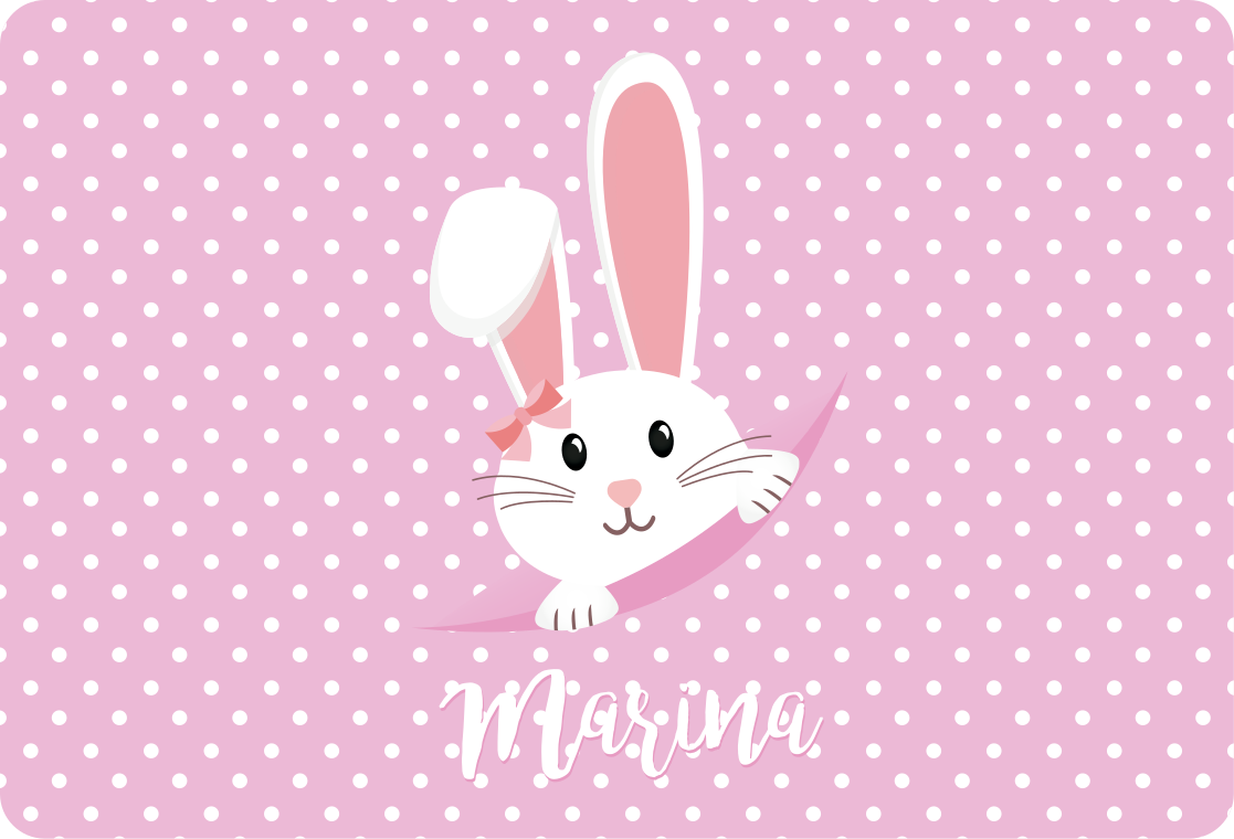 Cute bunny for girl with name animal vinyl rug - TenStickers