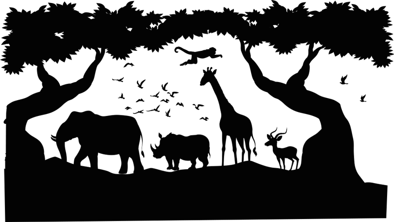 Black and white savannah animal vinyl rug - TenStickers