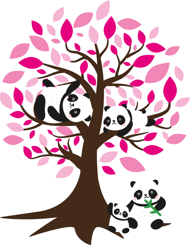 Animal vinyl rug with pandas in a tree - TenStickers