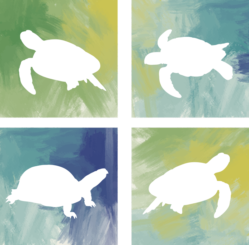 Colorful turtle vinyl animal rug - TenStickers