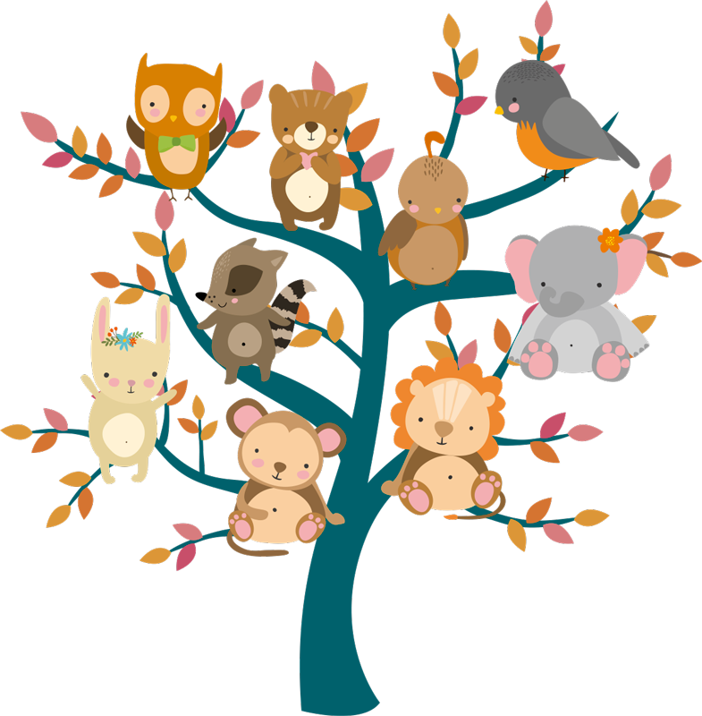 Animal vinyl rug tree with babies - TenStickers