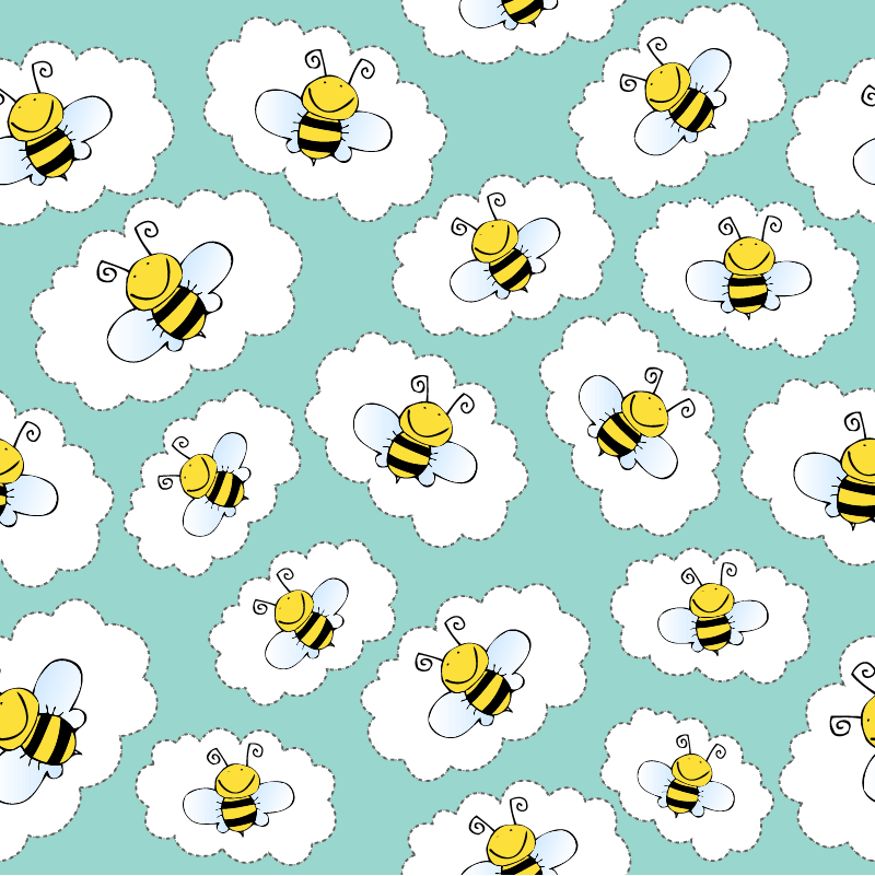 White trees and bees animal vinyl rug - TenStickers