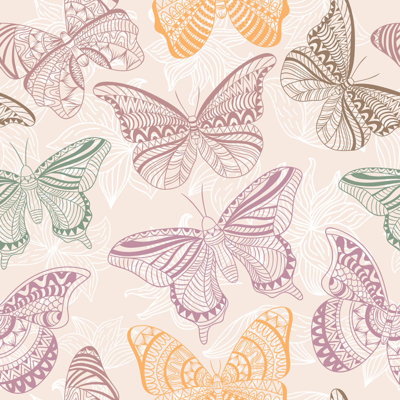 Colored ornamental butterflies animal vinyl rug - TenStickers
