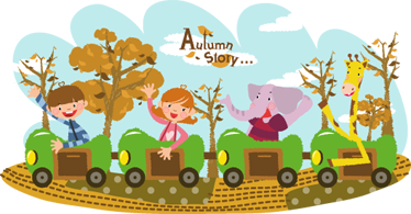 Train in autumn animal vinyl rug - TenStickers