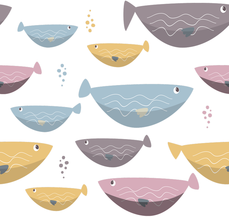 Animal vinyl rug with colorful fish for kids - TenStickers