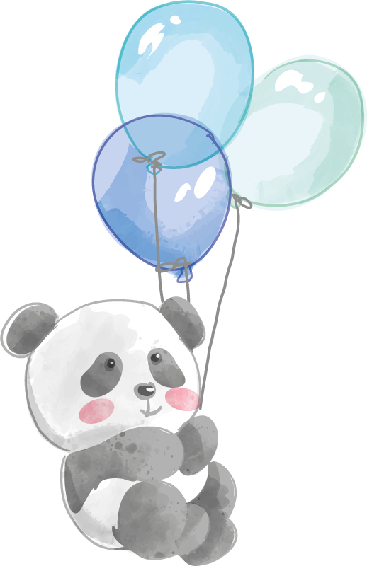 Animal vinyl rug baby holding three balloons - TenStickers