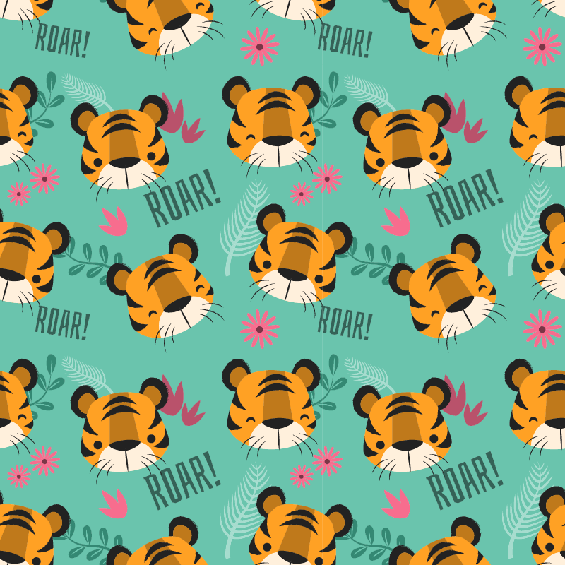 Baby tigers roaring animal vinyl rug - TenStickers
