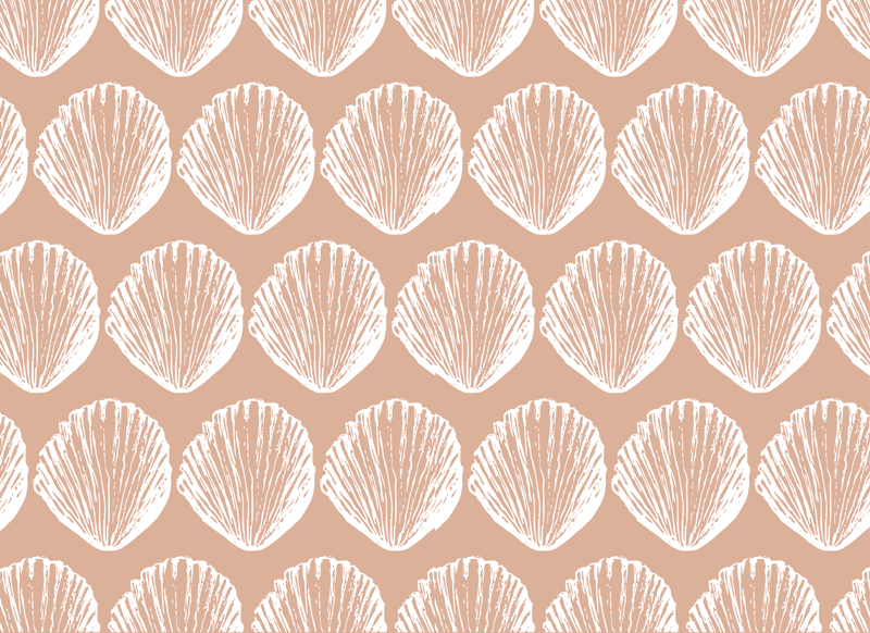 Animal vinyl rug retro seashell pattern beige - TenStickers