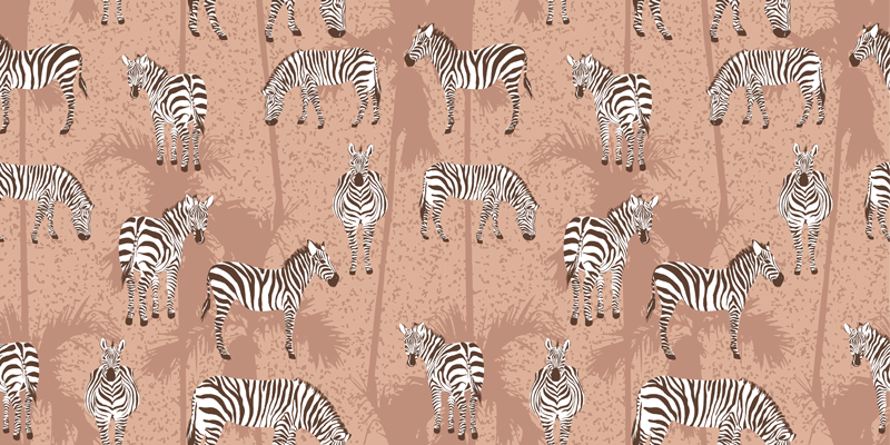 Zebra and palms brown animal vinyl rug - TenStickers