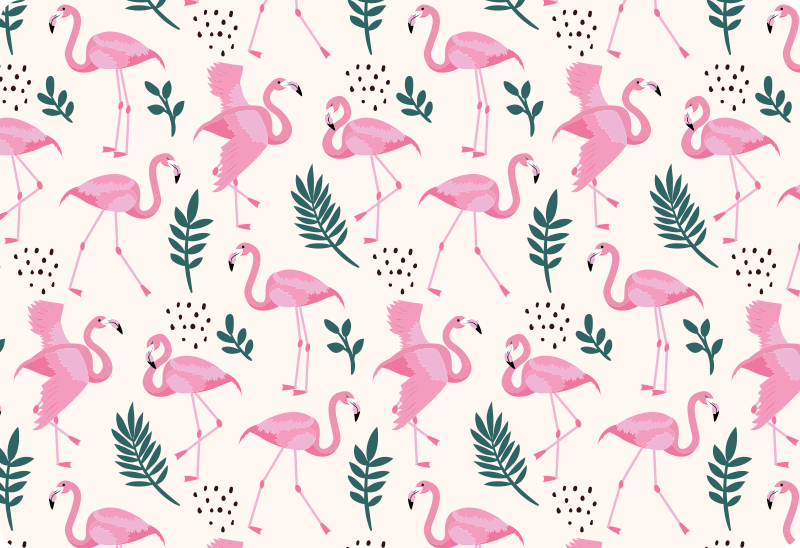 Animal vinyl rug with flamingo and leaf design - TenStickers