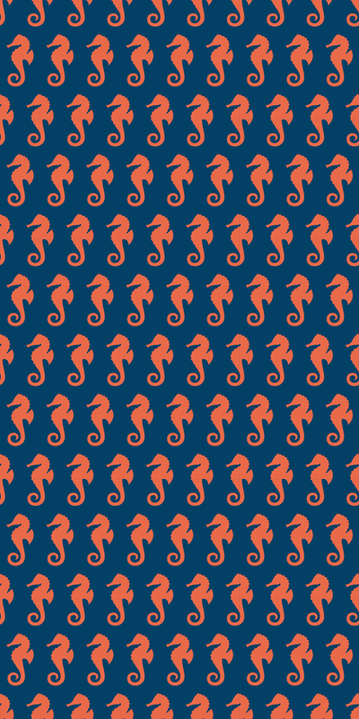 Animal vinyl rug orange sea horse design - TenStickers