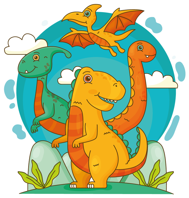 Animal vinyl rug featuring jungle dinosaurs - TenStickers