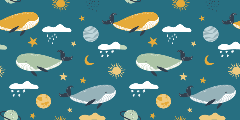 Animal vinyl rug trendy whale design - TenStickers