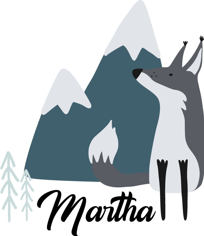 Nordic snow fox personalized animal vinyl rug - TenStickers