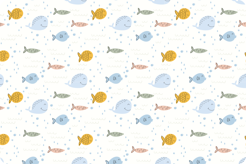 Animal vinyl rug featuring colorful cartoon fish - TenStickers