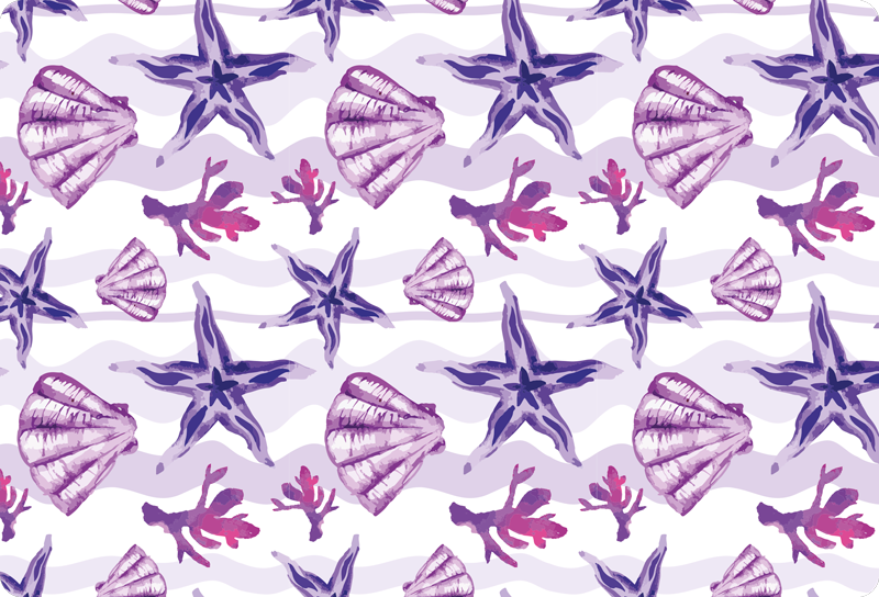 Purple seashell and starfish animal vinyl rug - TenStickers