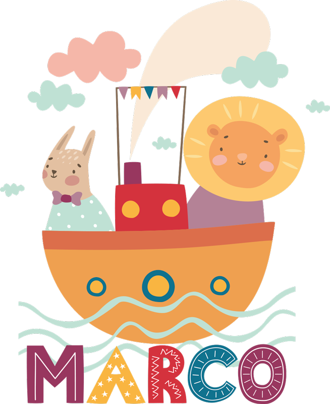 Animal vinyl rug animals on a boat - TenStickers