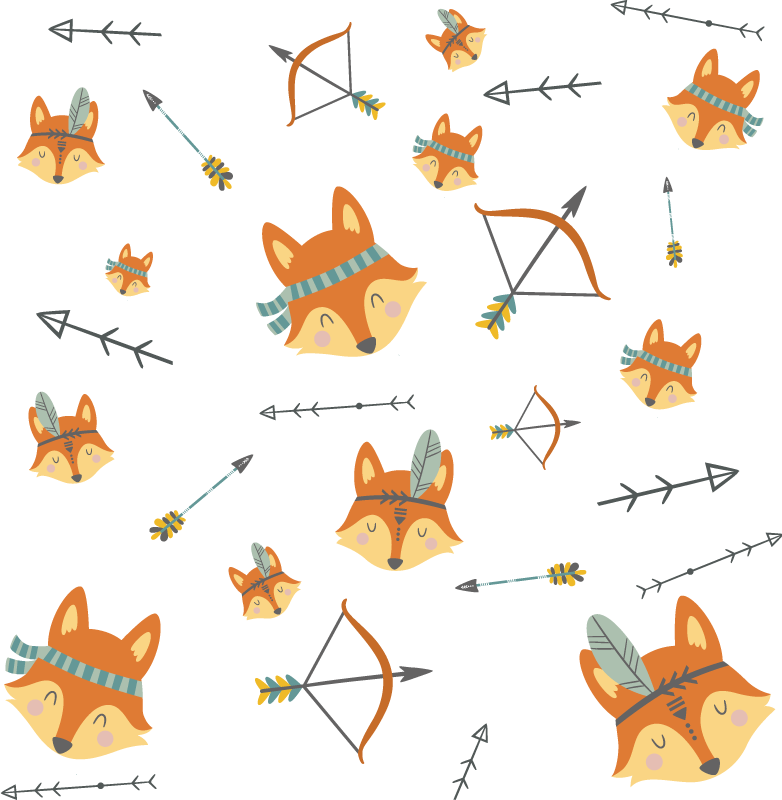 Set of foxes and arrows animal vinyl rug - TenStickers
