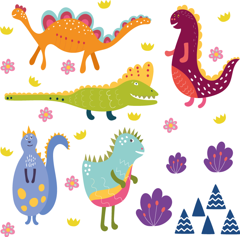 Animal vinyl rug nordic dinosaur painted set - TenStickers